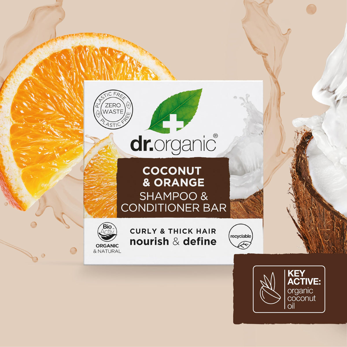 Dr Organic Coconut & Orange Shampoo Bar 75g | Natural Curly Hair
