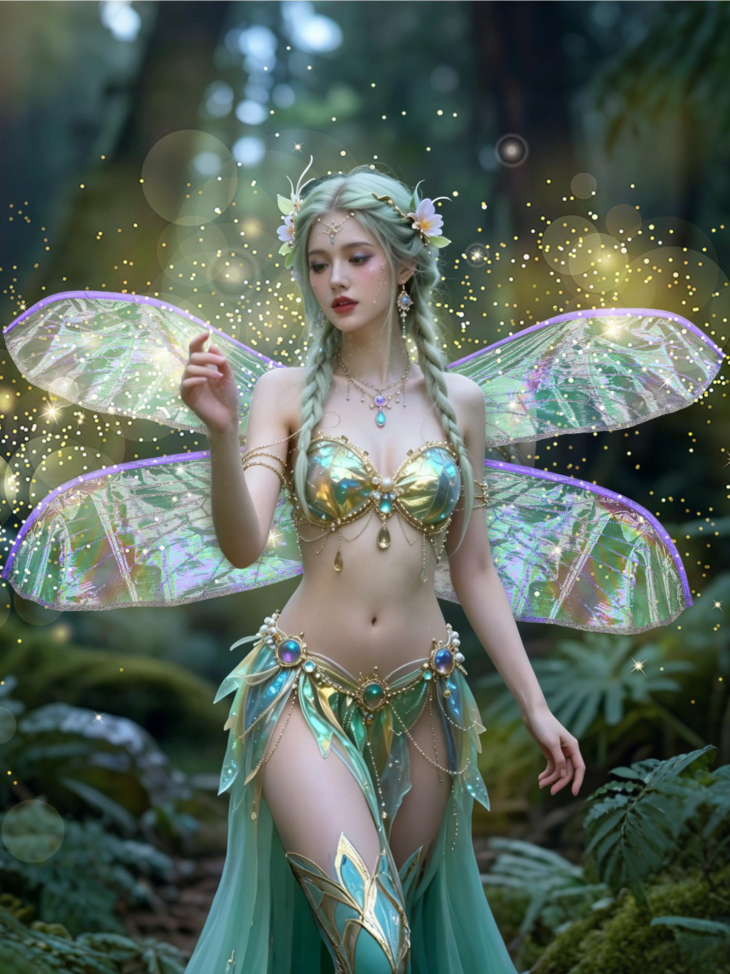 PullCrease Dragonfly Wings for Adults Halloween Fairy Costume Cosplay Gold