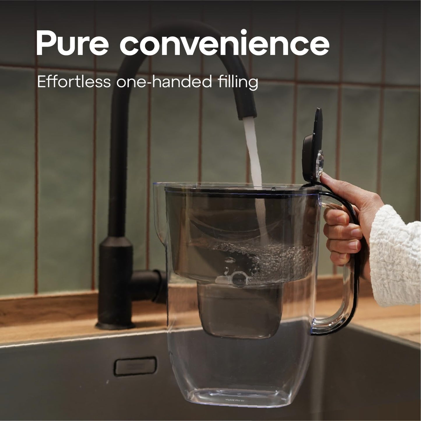 AQUAPHOR Fresh Water Filter Jug 3.2L Black - Fridge Fitting Design