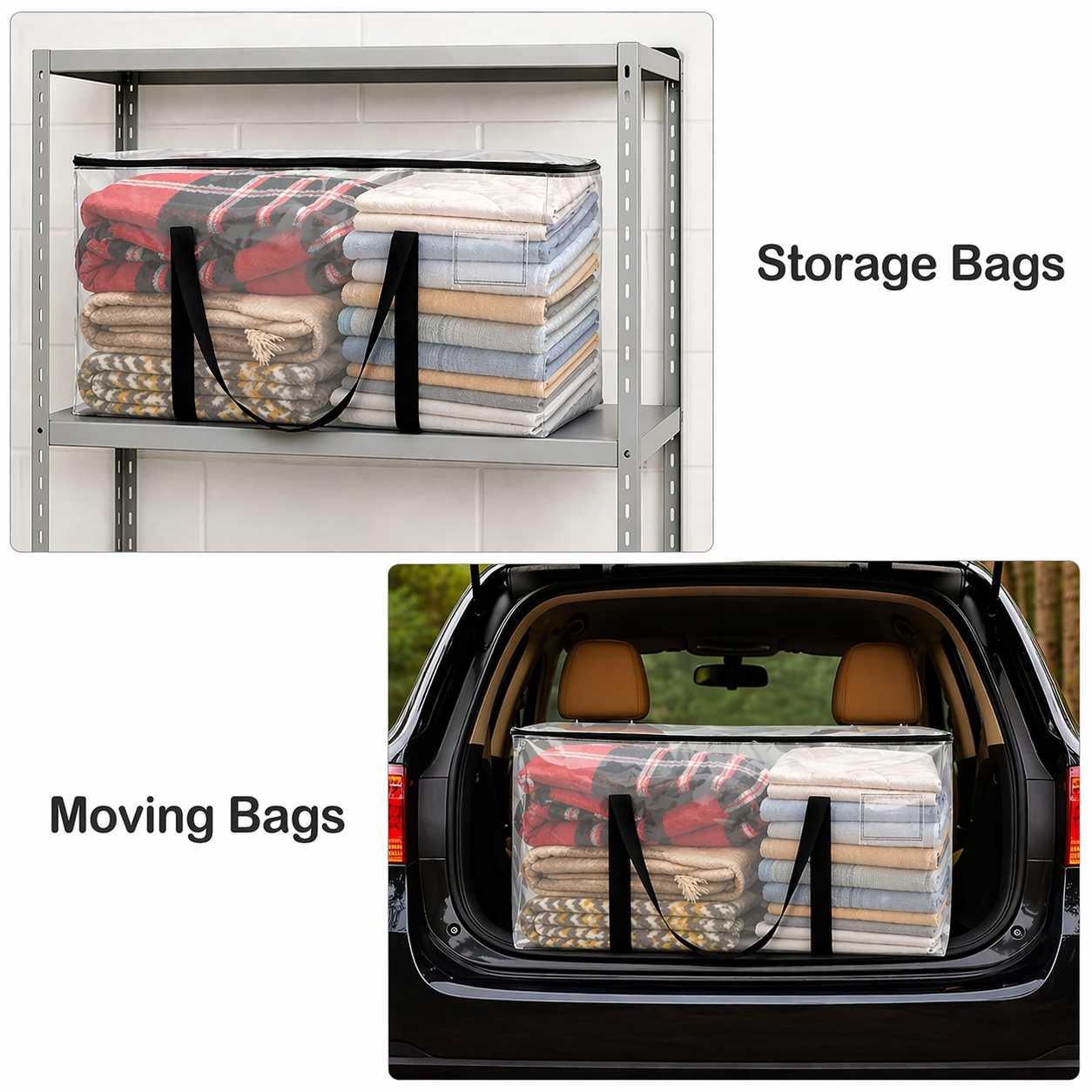 8 Pack 90L Heavy Duty Moving Bags/Storage Totes, Water-Resistant Packing Bags - 74 x 36cm 