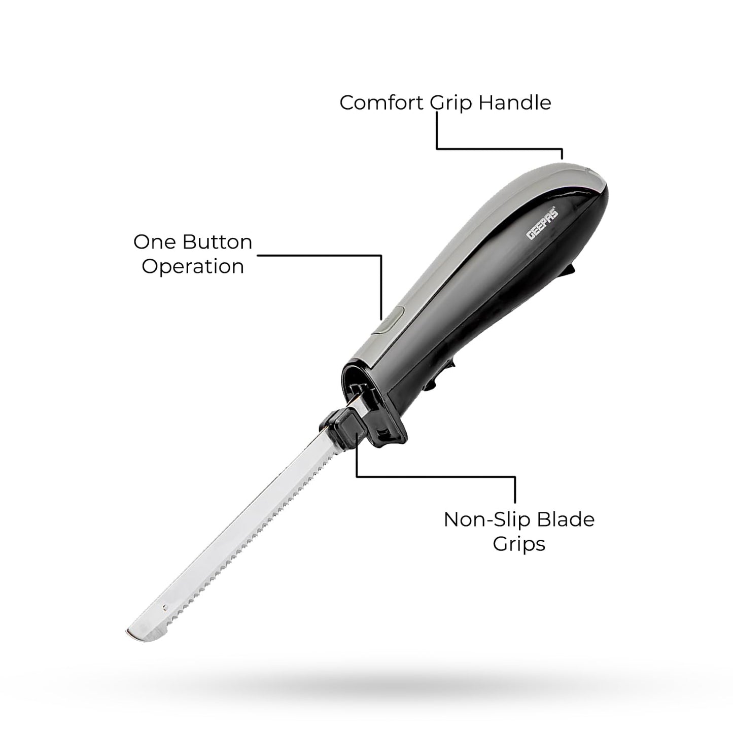 150W Electric Carving Knife in Black, Serrated Blade for Meat & Bread