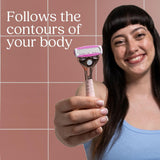 Wilkinson Sword Quattro For Women Premium Rose Gold Metal Razor +4 Blade Refills