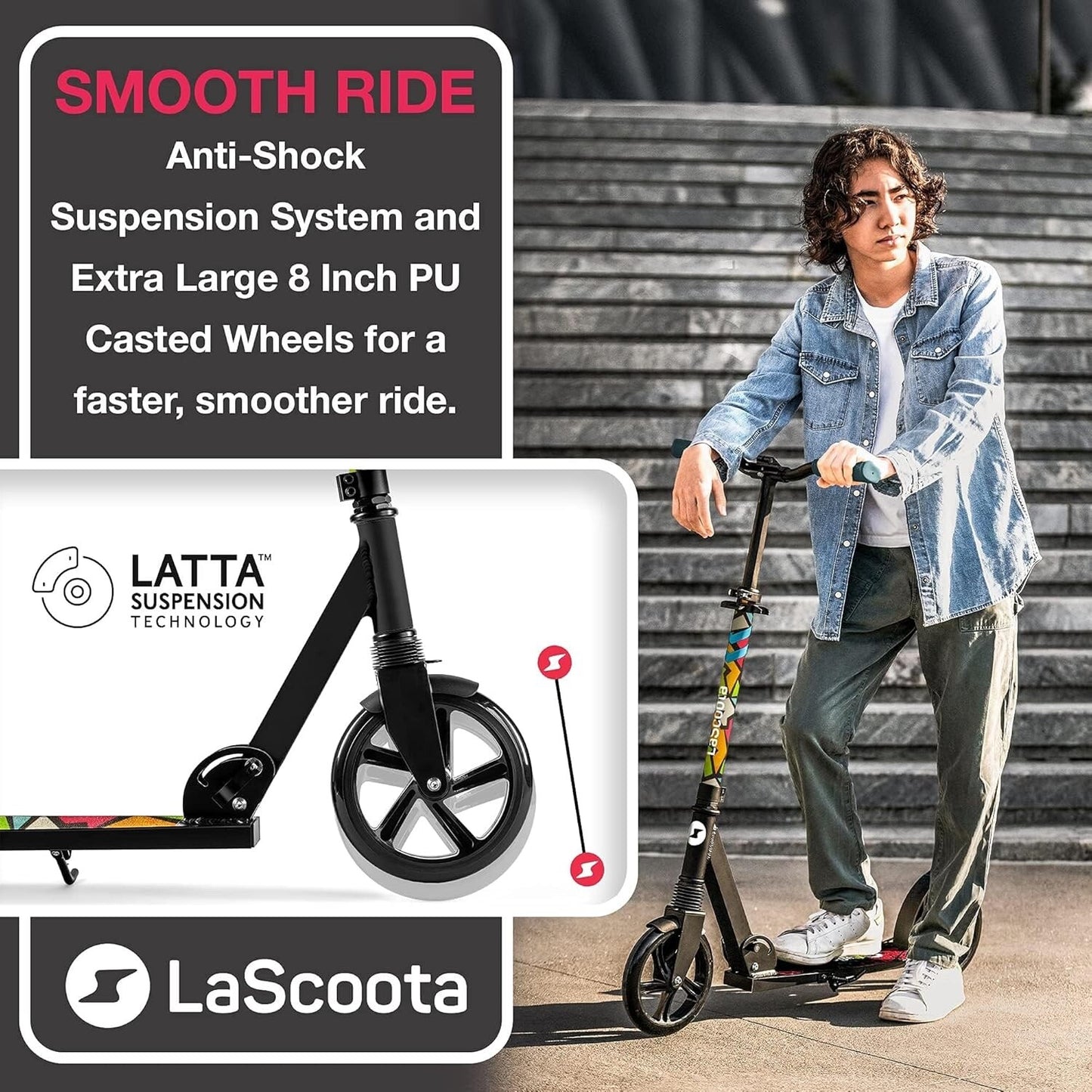 Lascoota Foldable Adult Scooter - Also Great as a Scooter