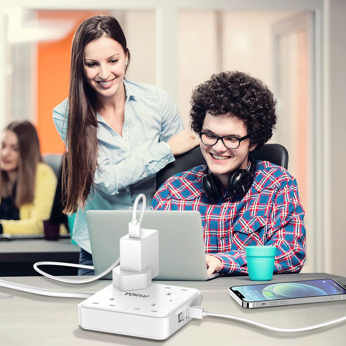 4 Way Extension Lead 2M with 4 USB Ports - Power Strip Extension Cord