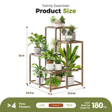 Natural Wood 4-Tier Corner Plant Stand Indoor Outdoor Shelf Rack in Brown