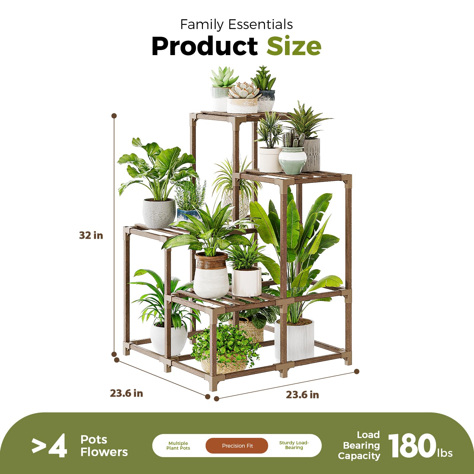 Natural Wood 4-Tier Corner Plant Stand Indoor Outdoor Shelf Rack in Brown