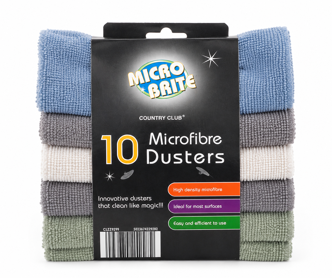 Micro Brite Microfibre Dusters 10Pack, Soft Lint-Free Cleaning Cloths