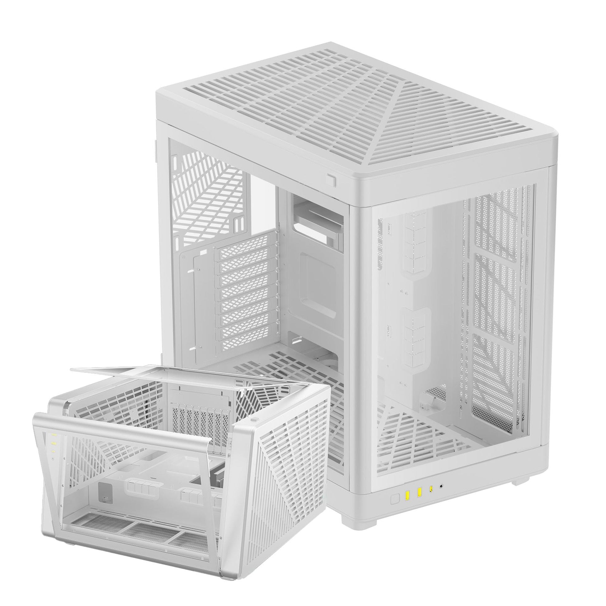 GAMDIAS NESO P1 White Full-Tower Gaming Case Dual Chamber Tempered Glass
