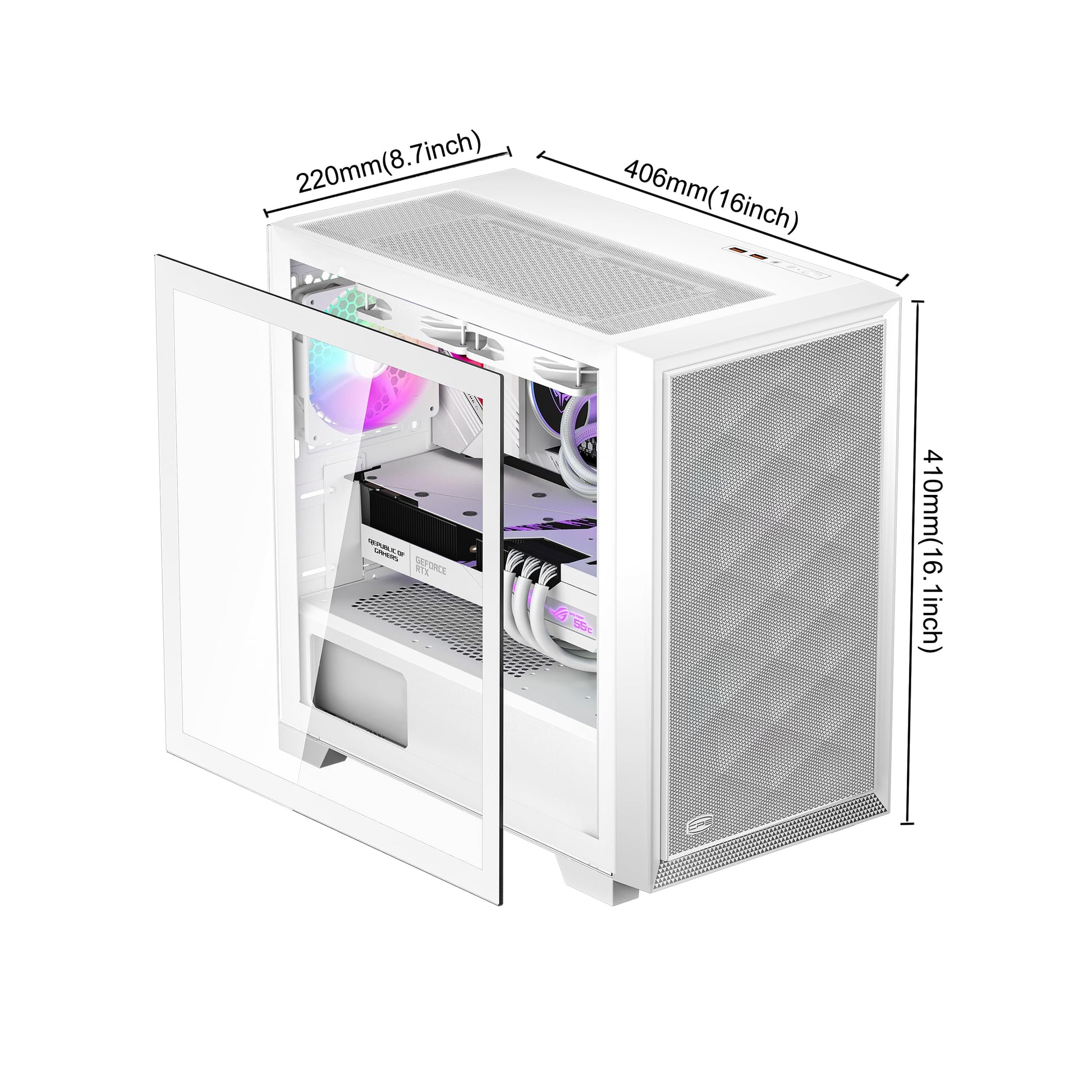 PCCOOLER C3D310 M-ATX Gaming PC Case, 120mm ARGB Fans, 240MM Radiator Support
