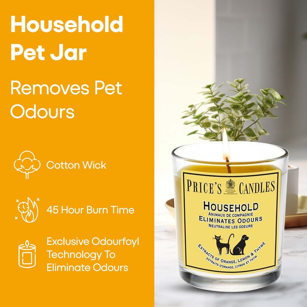 Price's Candles Set of 3 Fresh Air Odour Removing Jar Candles, Household & Pet