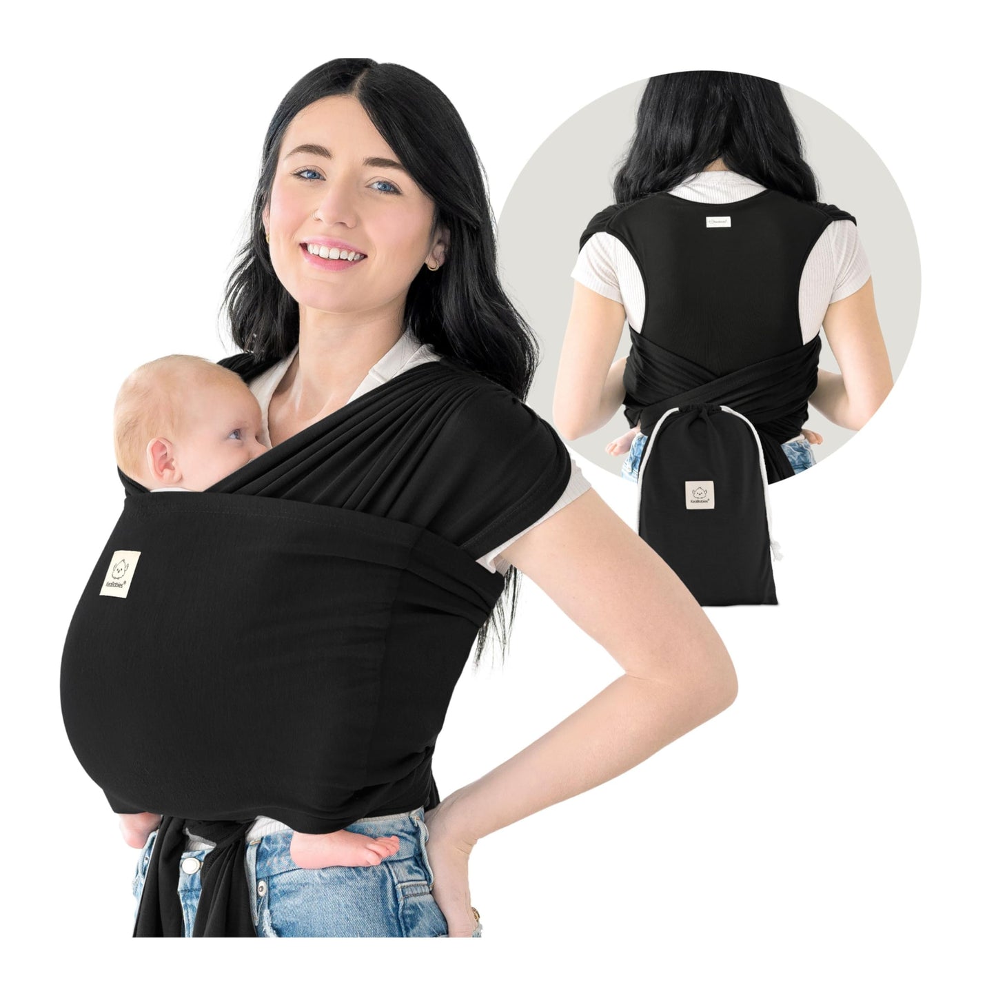 Black D-Lite Baby Wrap Carrier Sling - Newborn to Toddler