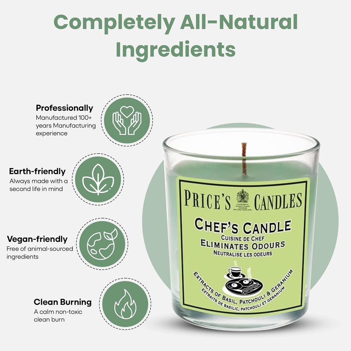 Price's Candles Set of 3 Fresh Air Odour Removing Jar Candles, Household, Chef & Open WIndow