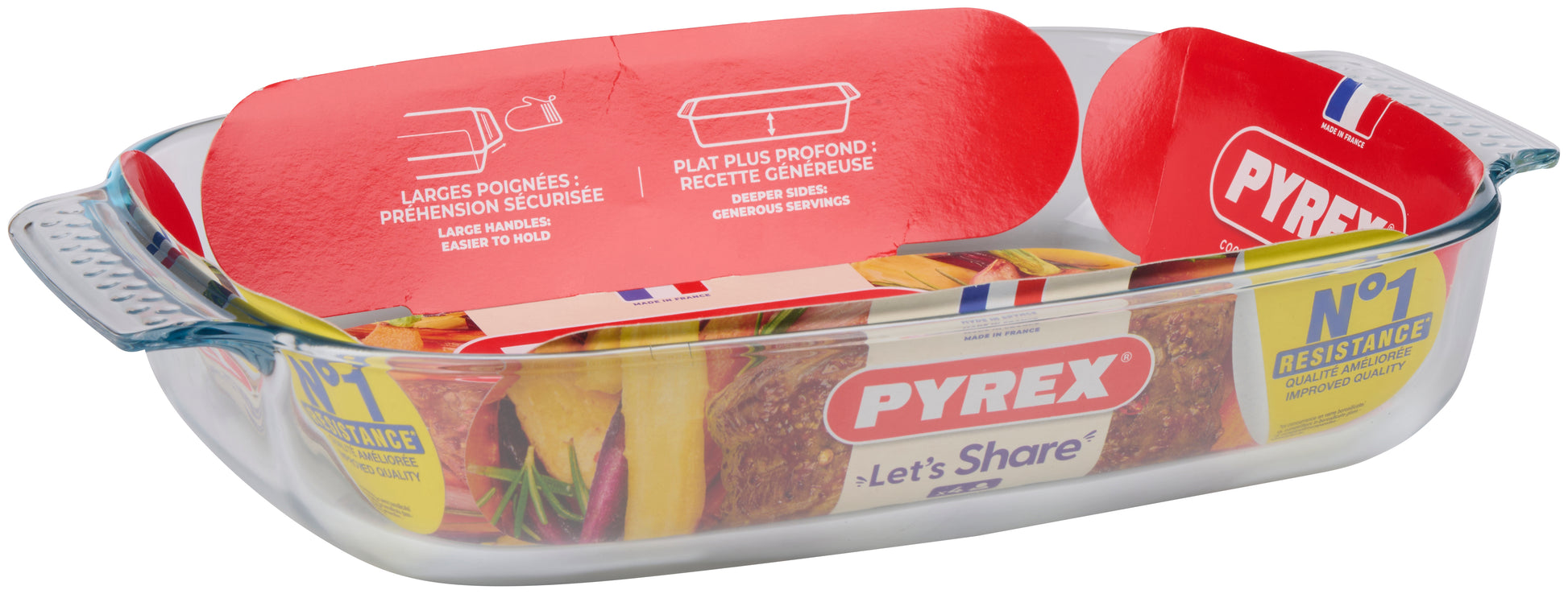Pyrex Rectangular Classic Roaster Glass Dish 35 x 23cm Easy Grip Handles