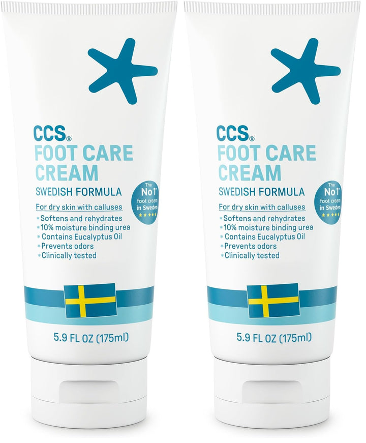 CCS Professional Foot Care Cream 175 ml x2 Pack - Moisturise, Protect Dry & Callused Feet, Contains 10% Urea & Eucalyptus Oil
