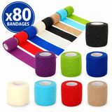 80x Rolls of Self-Adhesive Elastic Bandage Wrap for Sports/First Aid/Pets Compression Support