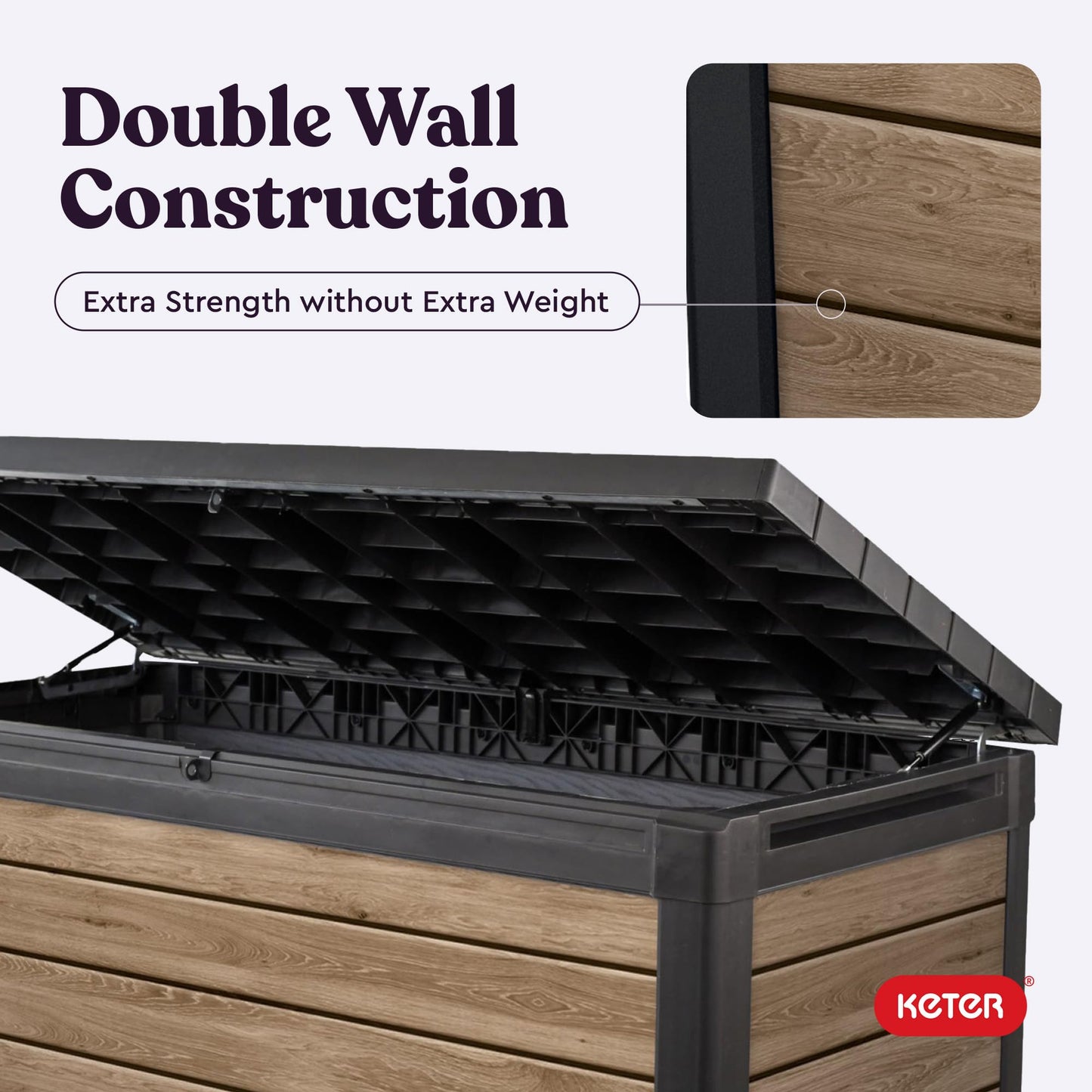Keter Signature 570L Outdoor Storage Box Ashwood Brown Bench Seat