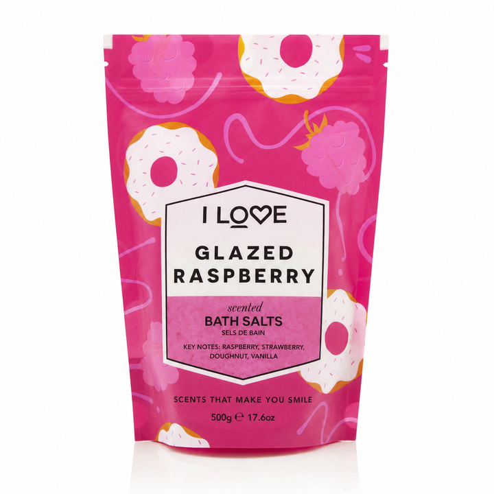I LOVE Signature Glazed Raspberry Scented Bath Salts 500g - All Natural Ingredients