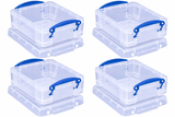Really Useful Plastic Storage Box 1.75 Litre Clear Pack of 4