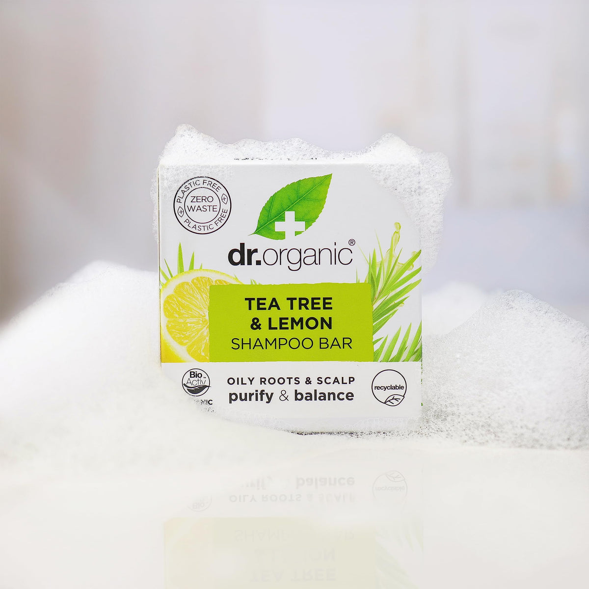 Dr Organic Tea Tree & Lemon Shampoo Bar 75g for Oily Roots & Scalps