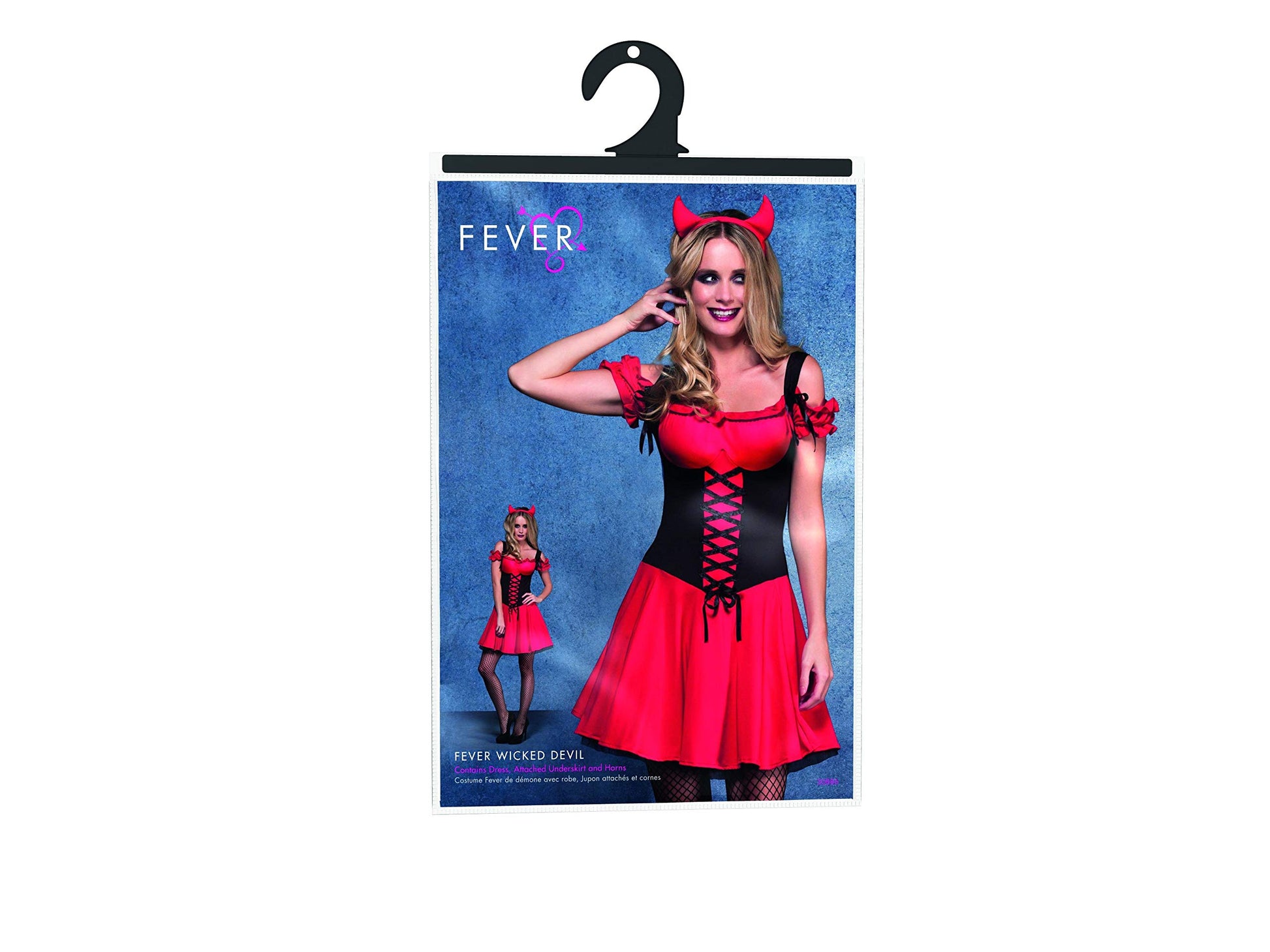 Smiffys Fever Wicked Devil Costume Red Dress with Horns 8-10