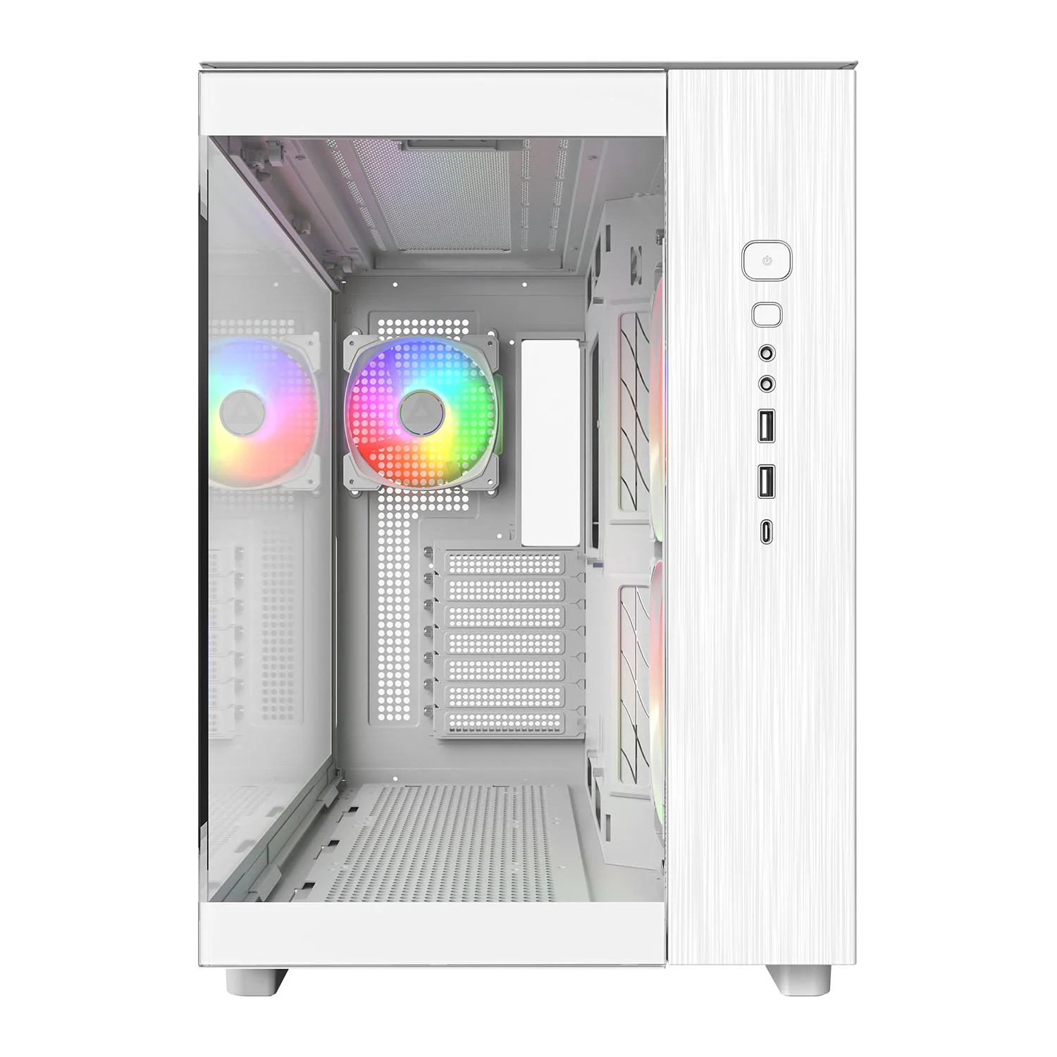 MONTECH King 65 PRO ATX Mid Tower Gaming PC Case - White with Transparent Side 
