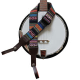 MUSIC FIRST Banjo Strap 2 Inch, Genuine Leather & Cotton Country Style