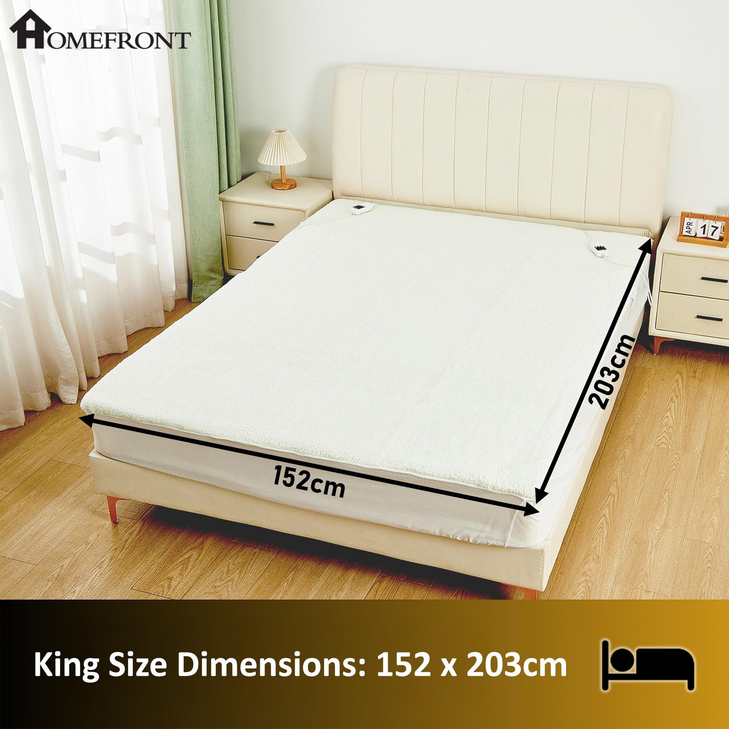 Homefront King Size Electric Blanket Dual Control Fitted Heated Mattress