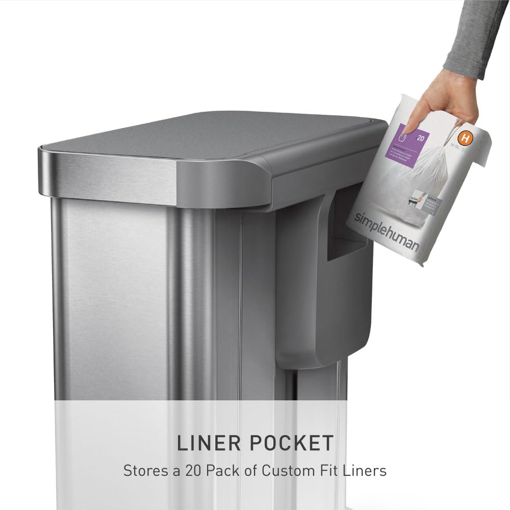 simplehuman 58L Dual Compartment Pedal Recycler Bin, Brushed Stainless Steel