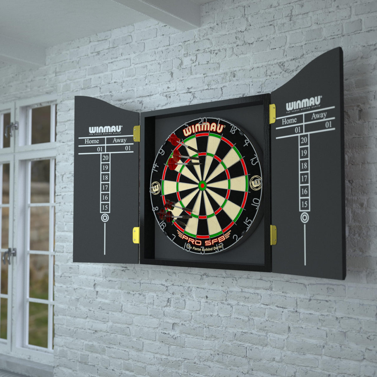 WINMAU Man Cave Complete Dart Set with Pro SFB Dartboard