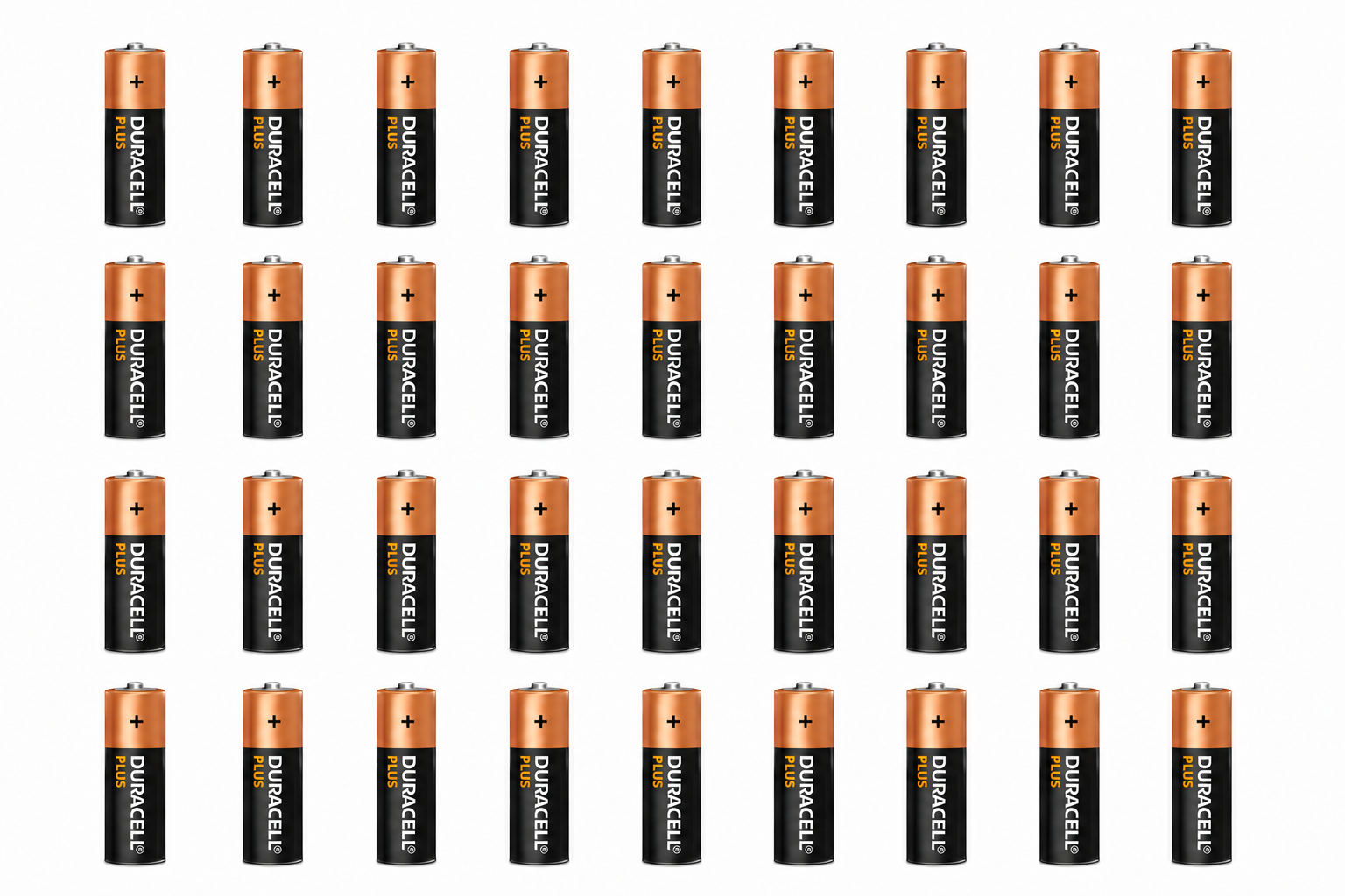 36 x Loose Duracell Plus AA Alkaline Batteries - Extra Life Power Boost - Repackaged