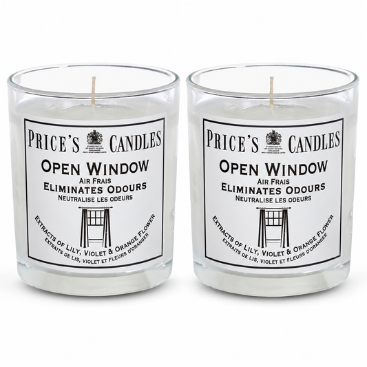 Price's Candles Set of 2 Fresh Air Odour Removing Jar Candles, Open Window
