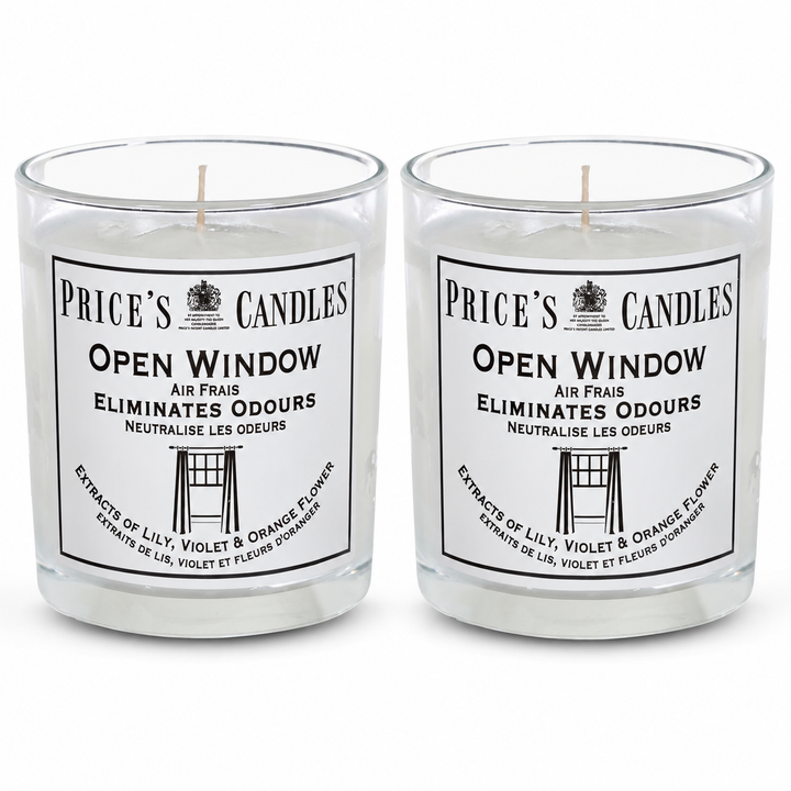 Price's Candles Set of 2 Fresh Air Odour Removing Jar Candles, Open Window
