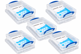 Really Useful Box 4 Litre Clear Plastic Storage Container 5x Pack with Clip Handles