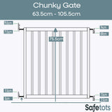 Safetots Chunky Wooden Screw Fit Stair Gate White 63.5-105.5cm