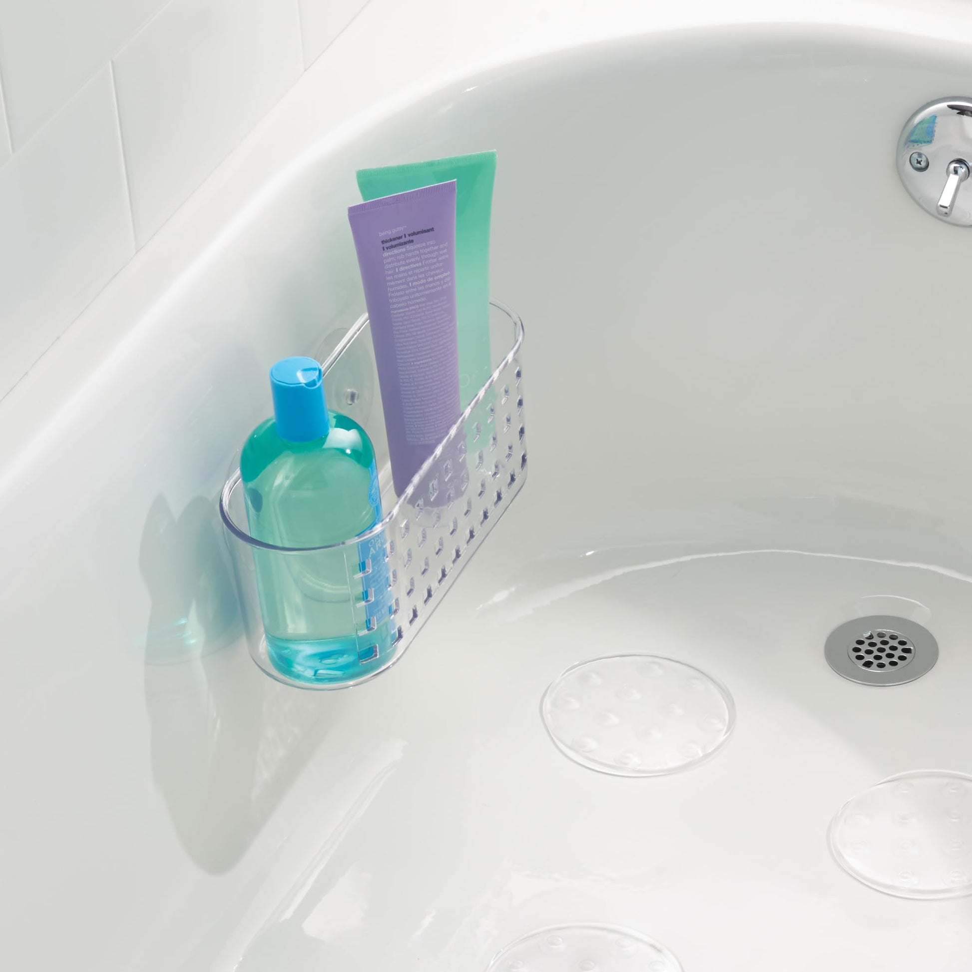 iDesign Shower Caddy Suction Cup Bathroom Storage Shelf - Transparent 
