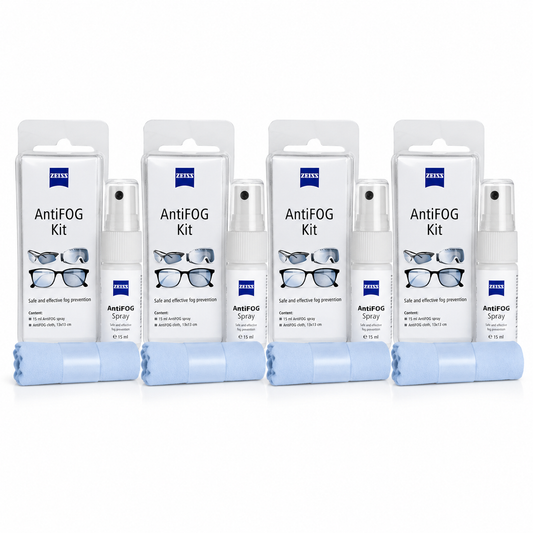 ZEISS Anti-Fog Kit 4x Pack 15ml Spray + Cloth De-Misting Treatment for Glasses, Photo Lens & Cameras