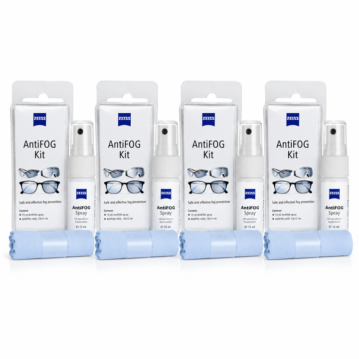 ZEISS Anti-Fog Kit 4x Pack 15ml Spray + Cloth De-Misting Treatment for Glasses, Photo Lens & Cameras