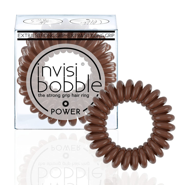 INVISIBOBBLE Power Hair Ties 3 Pack Pretzel Brown Extra Strong Grip Hair Ring
