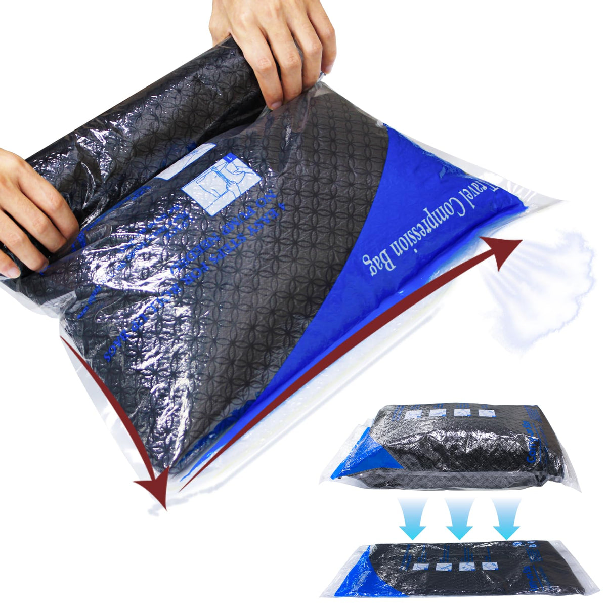 Vacuum Storage Bags 12 Pack Compression Sealer Travel Bags - Space Saver