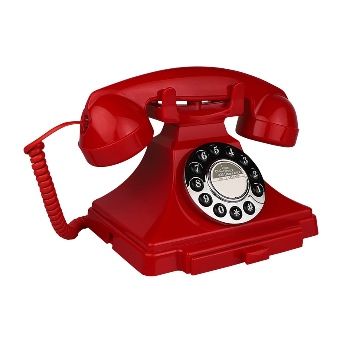 Artisam Retro Corded Telephone – Red Classic Landline Phone for Home & Office