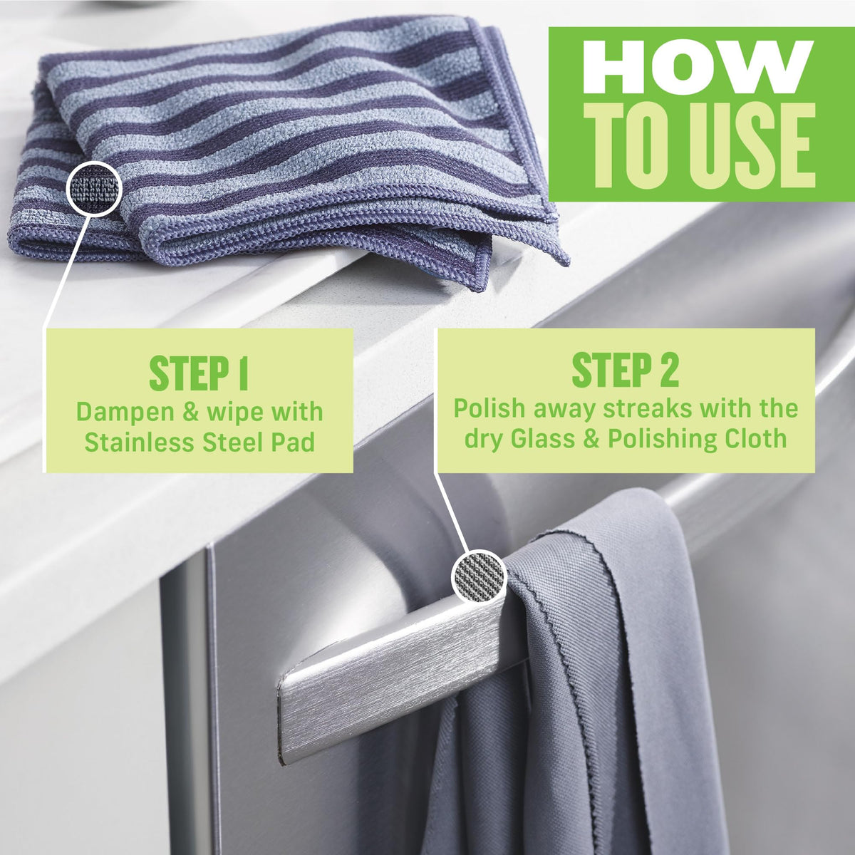 E-Cloth Stainless Steel Cleaning Kit – Premium Microfibre Cloth 2 Pack Set