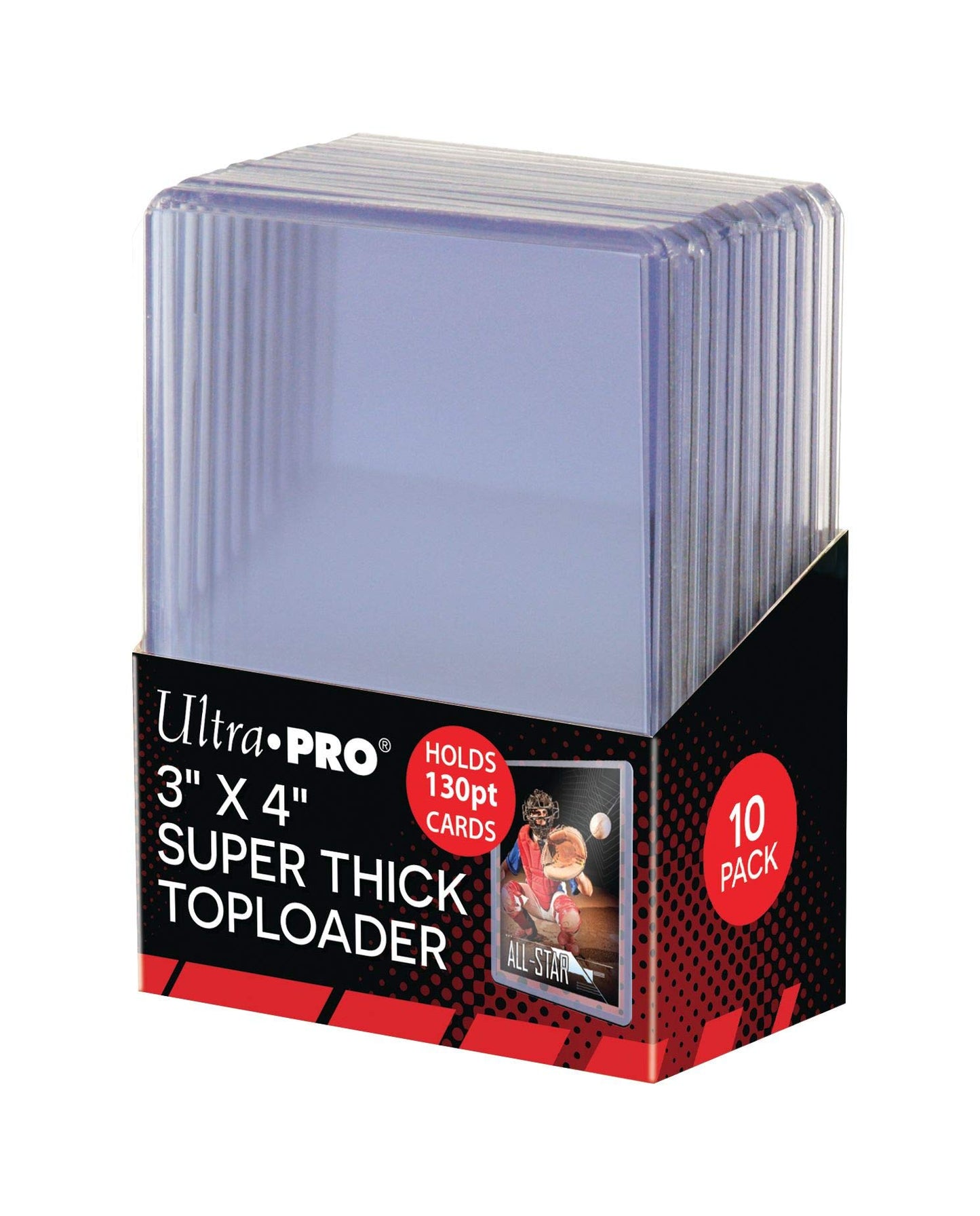 Ultra Pro 130PT Super Thick Clear Toploaders 3x4 - 10 Pack for Trading Cards
