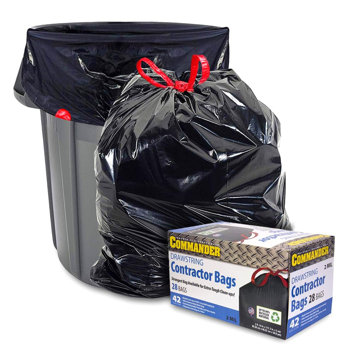 Commander 42 Gallon 2 MIL Black Heavy Duty Trash Bags Pack 28