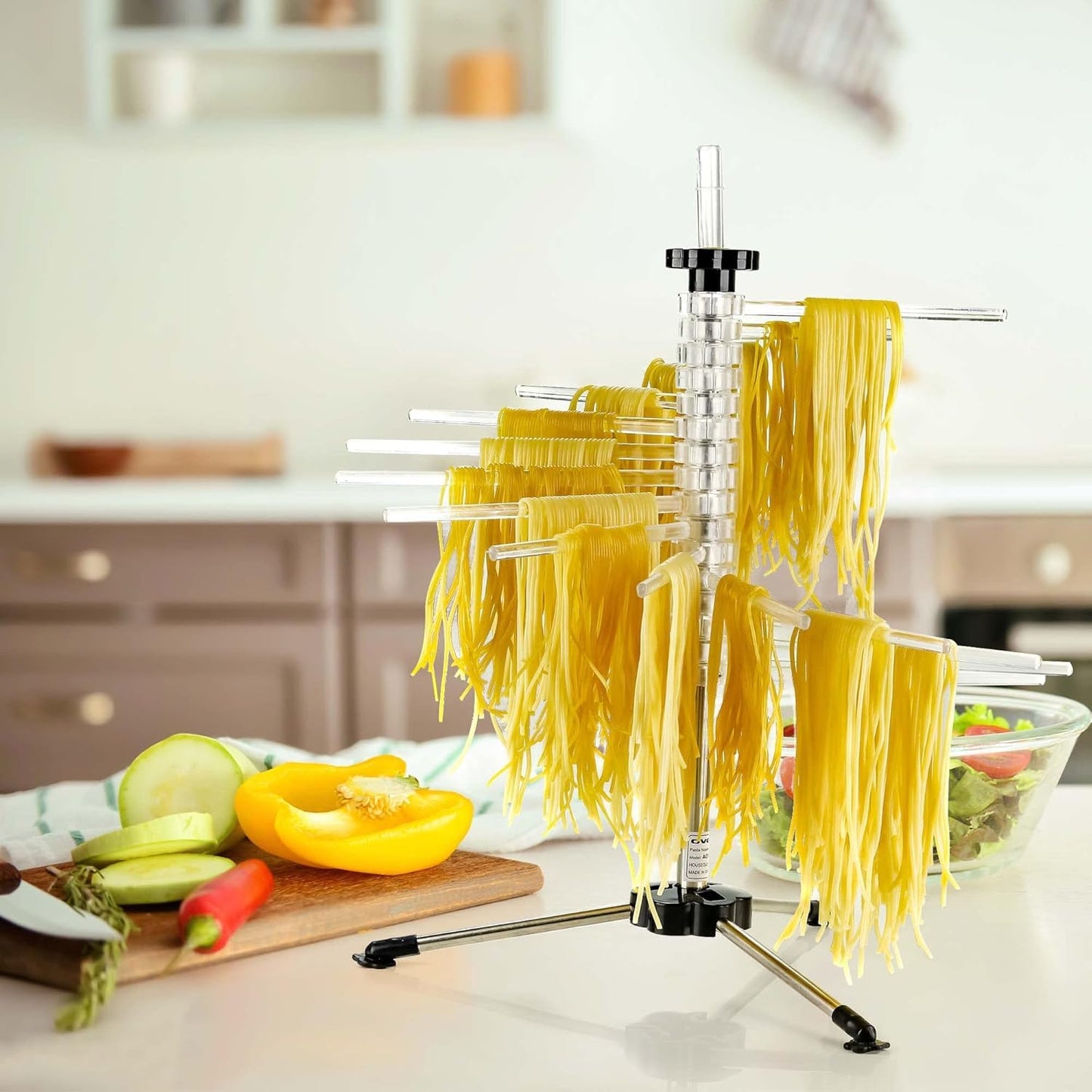 Spiral Drying Rack with 16 Pasta Wands BPA-Free Acrylic Rods, Quick Drying