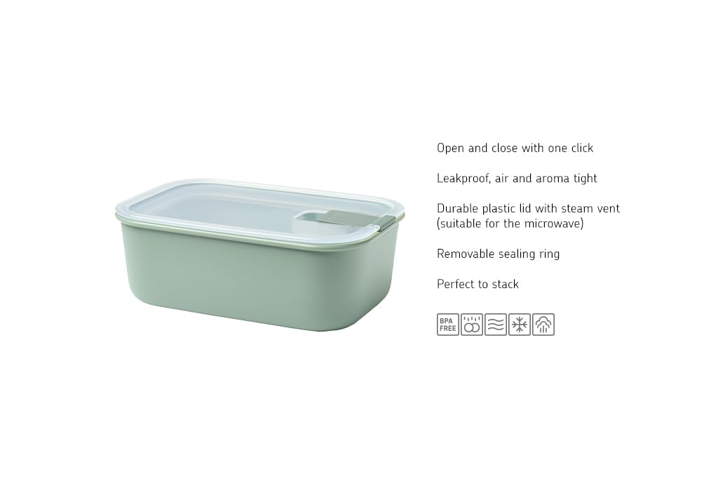 Mepal EasyClip Food Container 1500ml Airtight and Leakproof - Nordic Green Sage