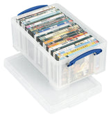 Really Useful Box 9 Litre 2x Pack Clear Plastic Storage Container with Clip Handles & Lid