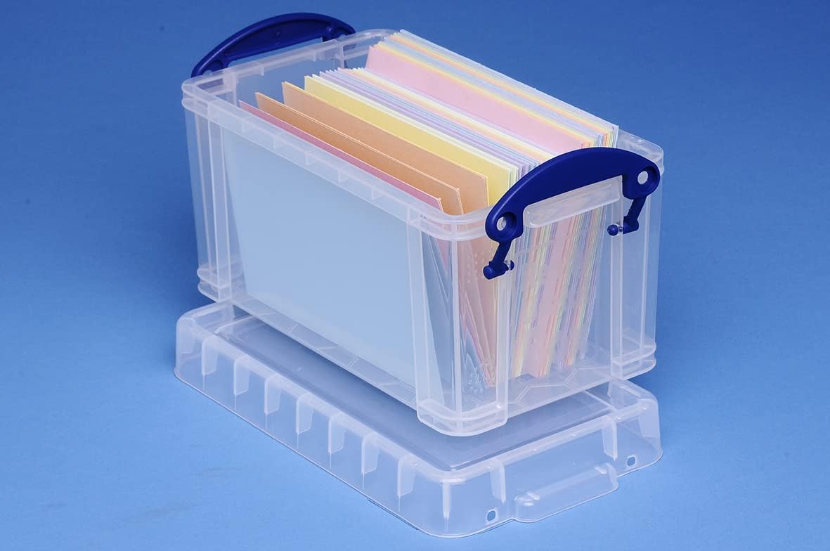 Really Useful Box 2.1 Litre Pack of 4, Clear Plastic Storage Container with Clip Handles & Lid