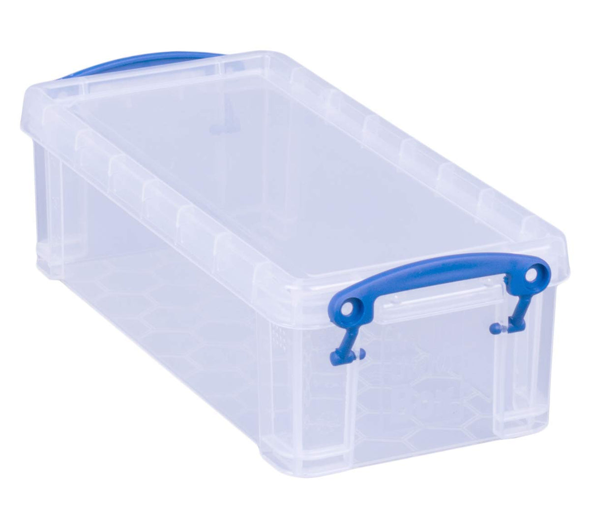 Really Useful Box 0.9 Litre Clear Plastic Storage Container 4x Pack with Clip Handles