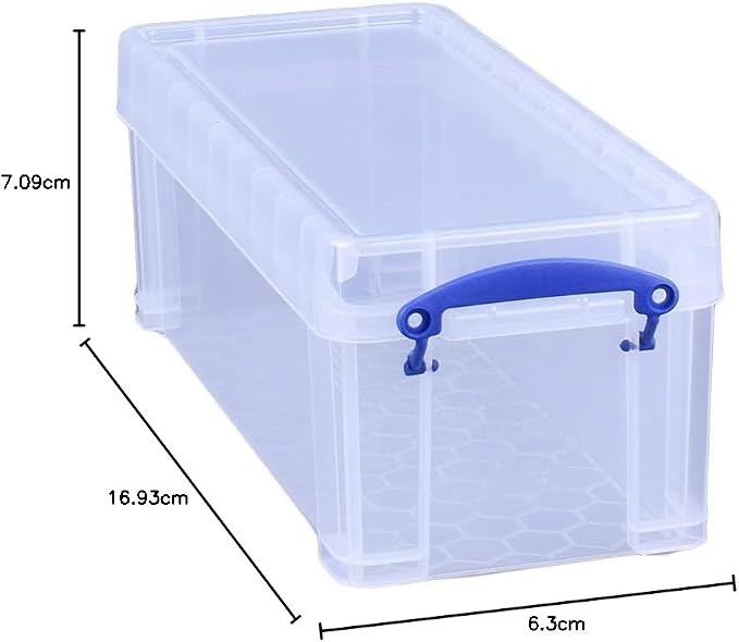 Really Useful Box 6.5 Litre Clear Plastic Storage Container 3x Pack with Clip Handles