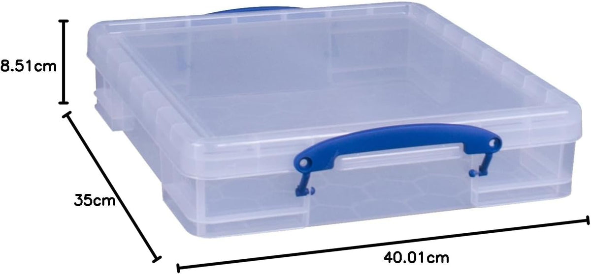 Really Useful Box 7 Litre Clear Plastic Storage Container 4x Pack with Clip Handles